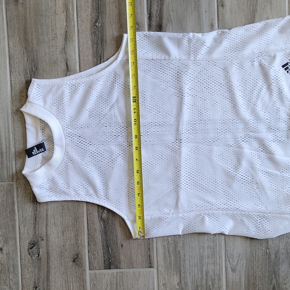 Adidas Crew neck White Black Stripes mesh tank top Size Small - Picture 8 of 9